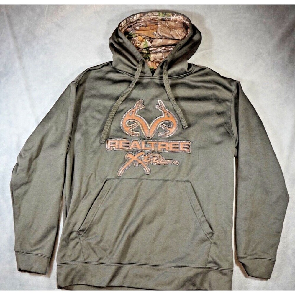 Realtree Extra Hoodie Men's M 3D Logo Hunting Pullover Hoodie Olive Outdoors
